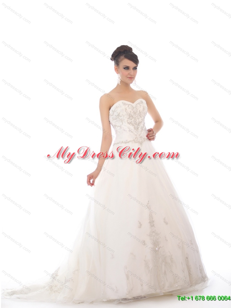 Maternity  Sweetheart Chapel Train Bridal Gowns with Beading and Appliques