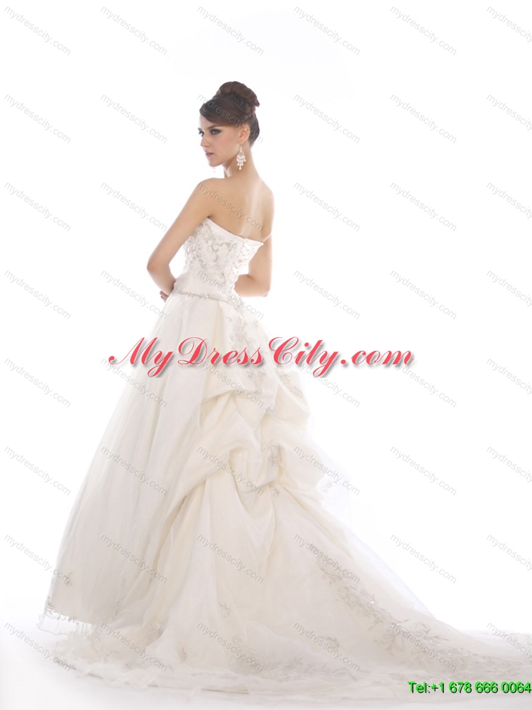 Maternity  Sweetheart Chapel Train Bridal Gowns with Beading and Appliques