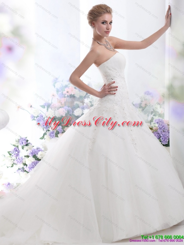 White Strapless Maternity Wedding Dresses with Sequins and Brush Train