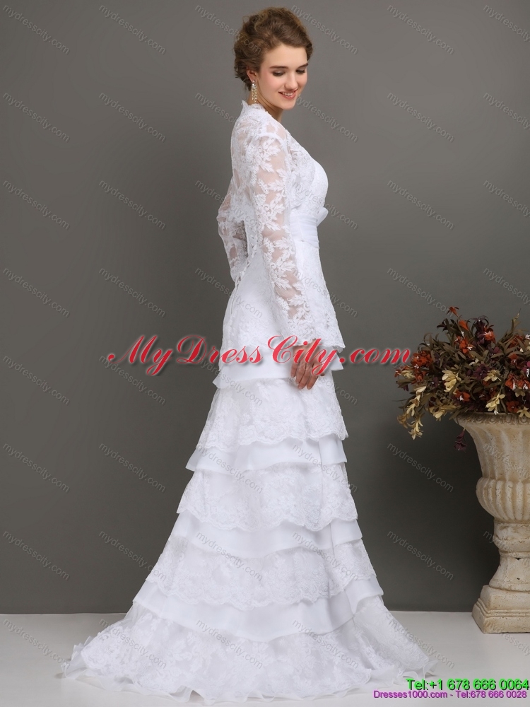 2015 Elegant Sweetheart Wedding Dress with Lace and Bowknot