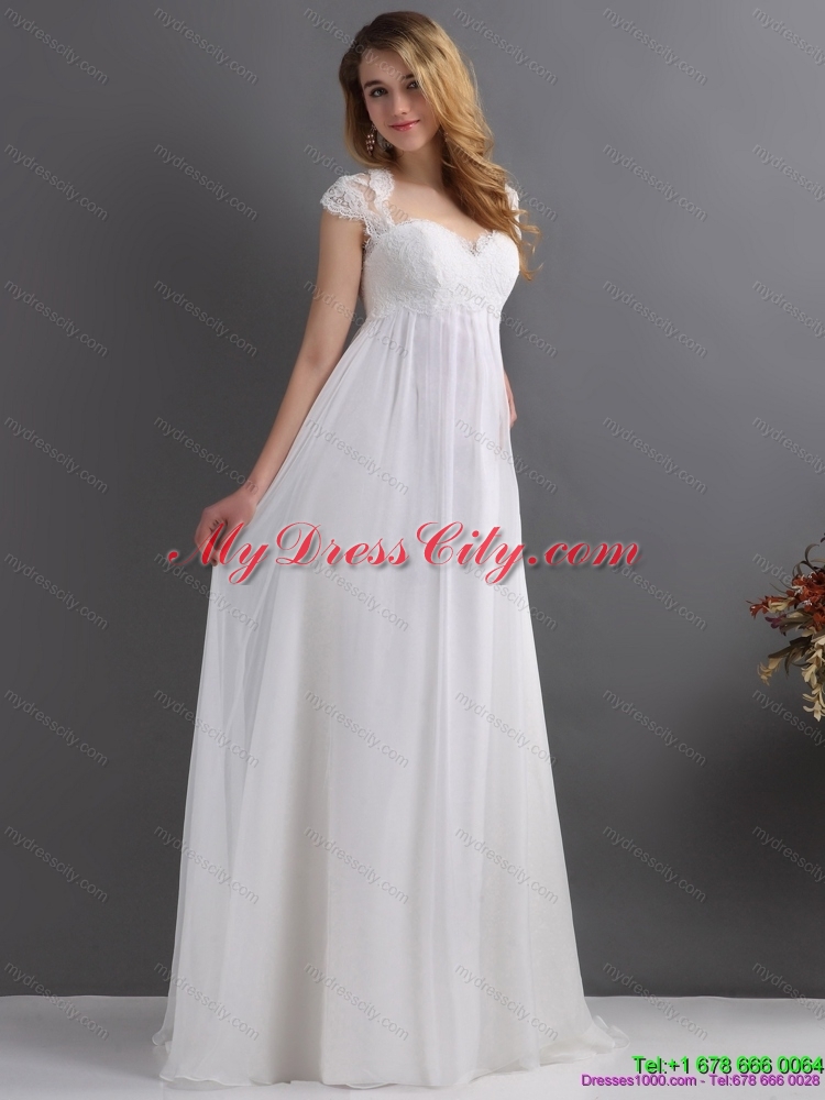 2015 Inexpensive Sweetheart chiffon Wedding Dress with Floor-length