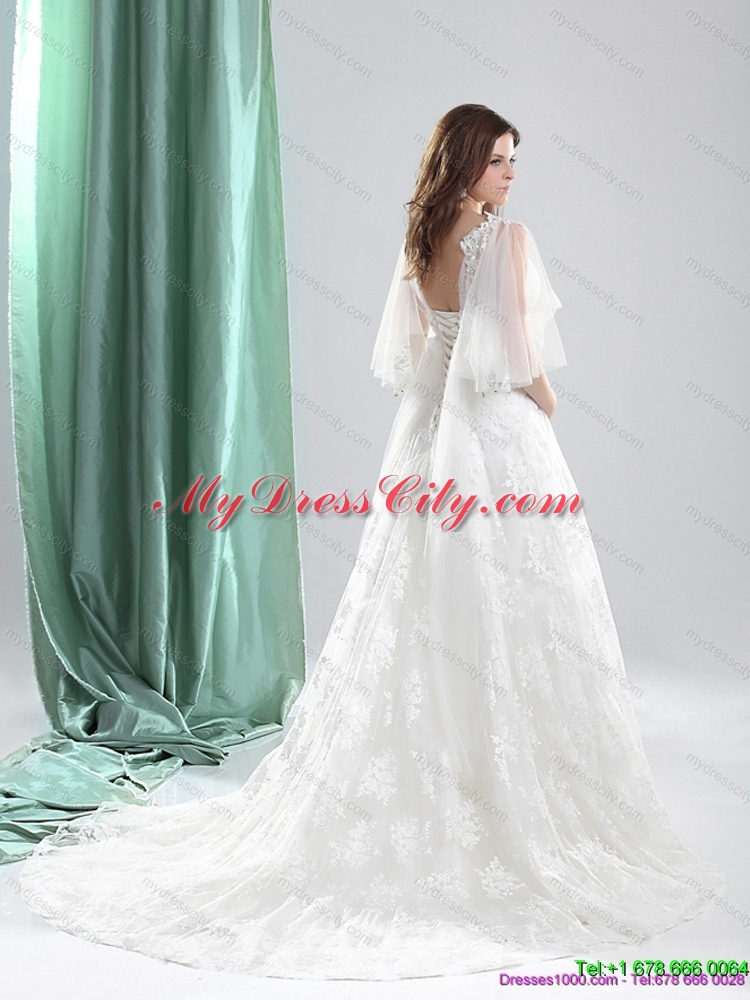 2015 Maternity A Line Wedding Dress with Beading and Lace