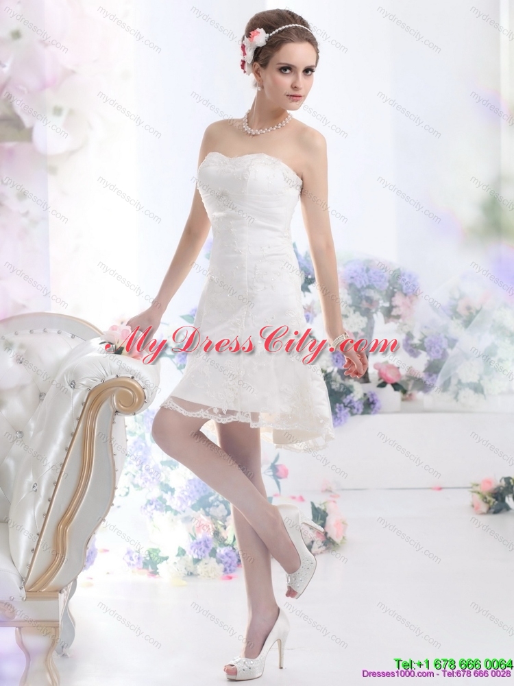 2015 Classical Sweetheart Mini Length Wedding Dress with Lace