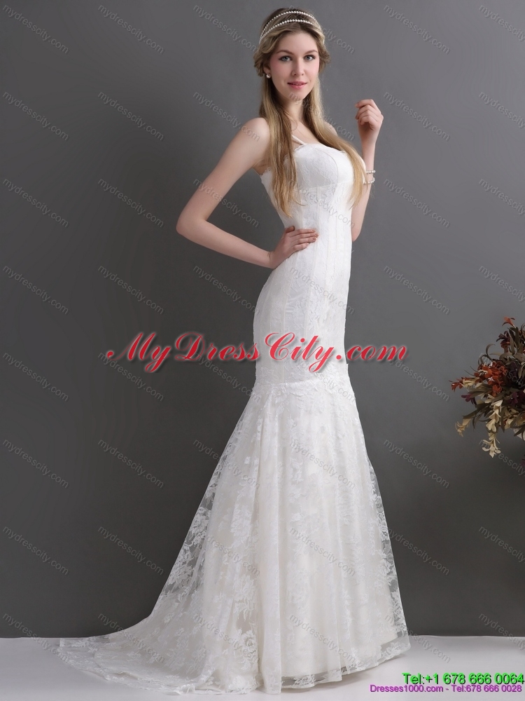 Brand New 2015 Spaghetti Straps Mermaid Wedding Dresses with Lace