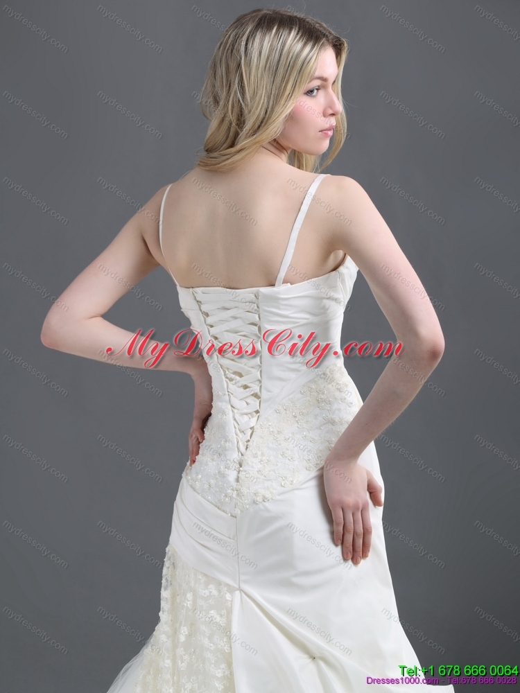 Sophisticated Wedding Dress with Ruching and Lace for 2015