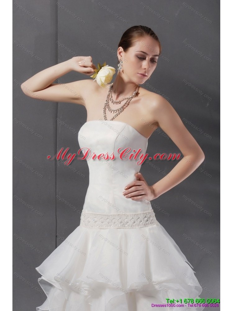 2015 Maternity A Line Strapless Wedding Dress with Ruffles
