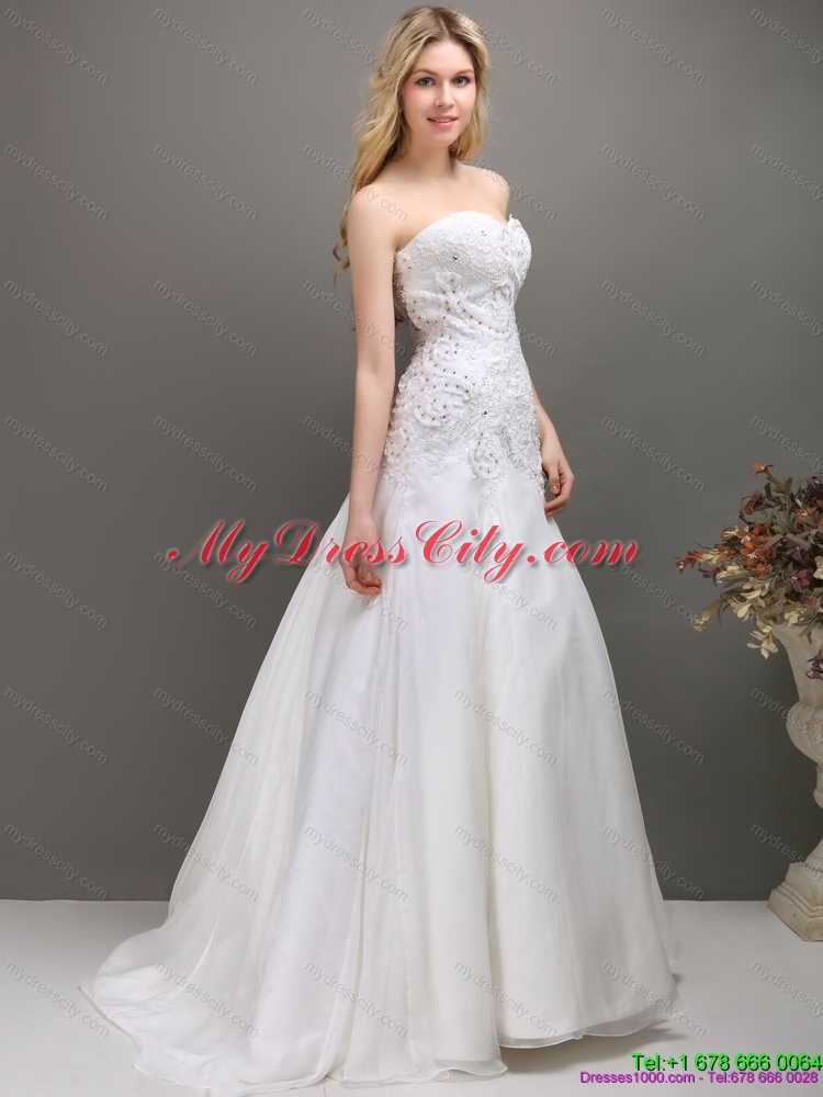 Maternity 2015 Sweetheart A Line Wedding Dress with Appliques and Beading