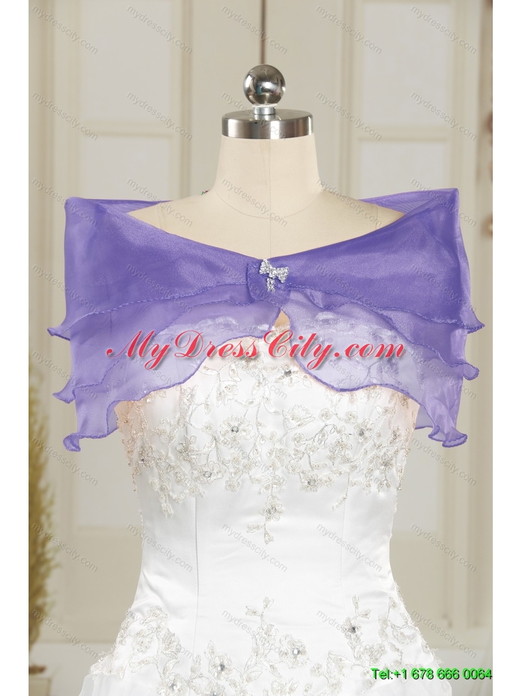 Detachable Sweetheart Dark Purple 2015 Prom Skirts with Appliques and Ruffles