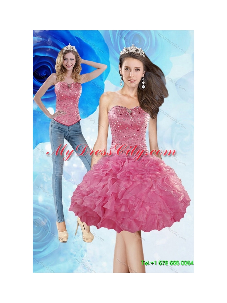 2015 Detachable Knee Length Prom Skirts with Beading and Ruffles