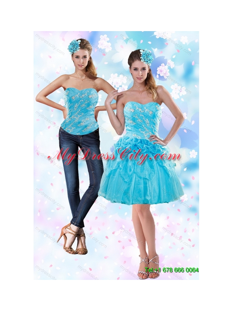 Detachable 2015 Appliques and Pick Ups Strapless Prom Skirts in Baby Blue