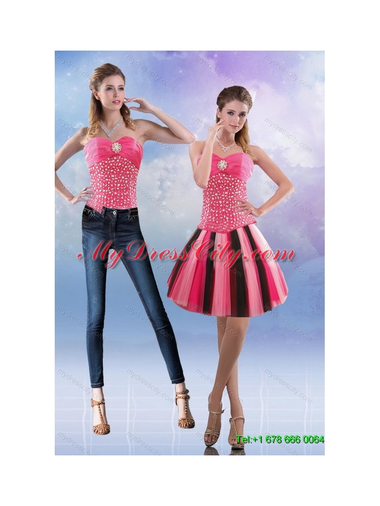 Detachable 2015 Sweetheart Multi Color Prom Skirts with Beading