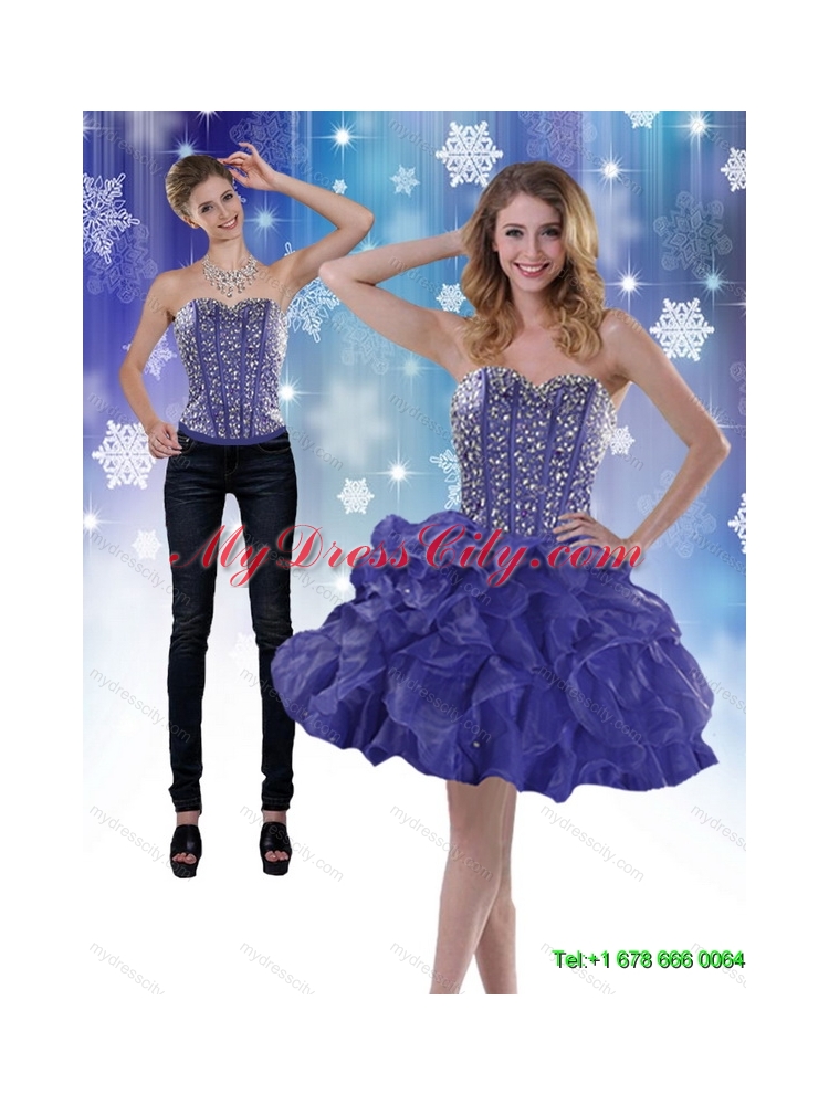 Detachable 2015 Sweetheart Royal Blue Prom Skirts with Beading and Ruffles