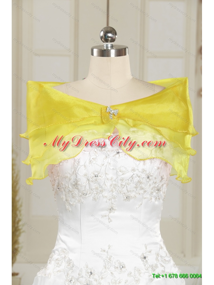 Detachable 2015 Sweetheart Yellow Prom Skirts with Beading and Ruffles
