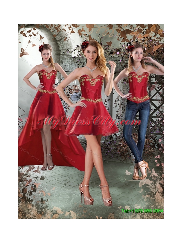 Detachable Sweetheart Embroidery Short Prom Skirts for 2015