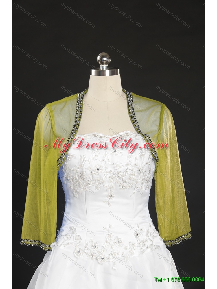 2014 Yellow Long Sleeves Wraps with Beading