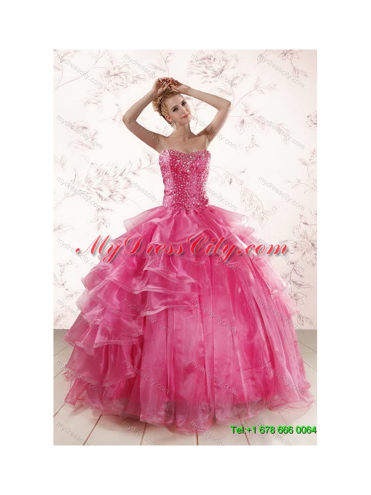 Coral Red Strapless Beading Sweet 16 Dress and  Sweetheart Beading Prom Dresses and Halter Top Little Girl Dress