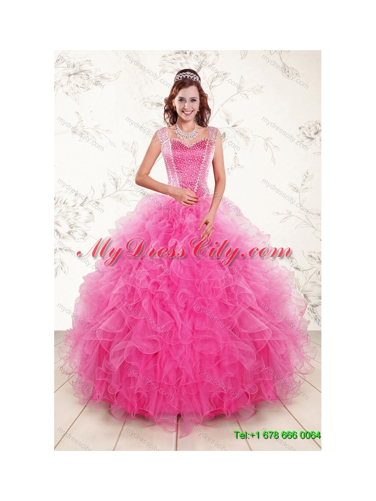 Beautiful Ruffles and Beading Quinceanera Dress and Apple Green Short Dama Dresses and Beading Little Girl Dress