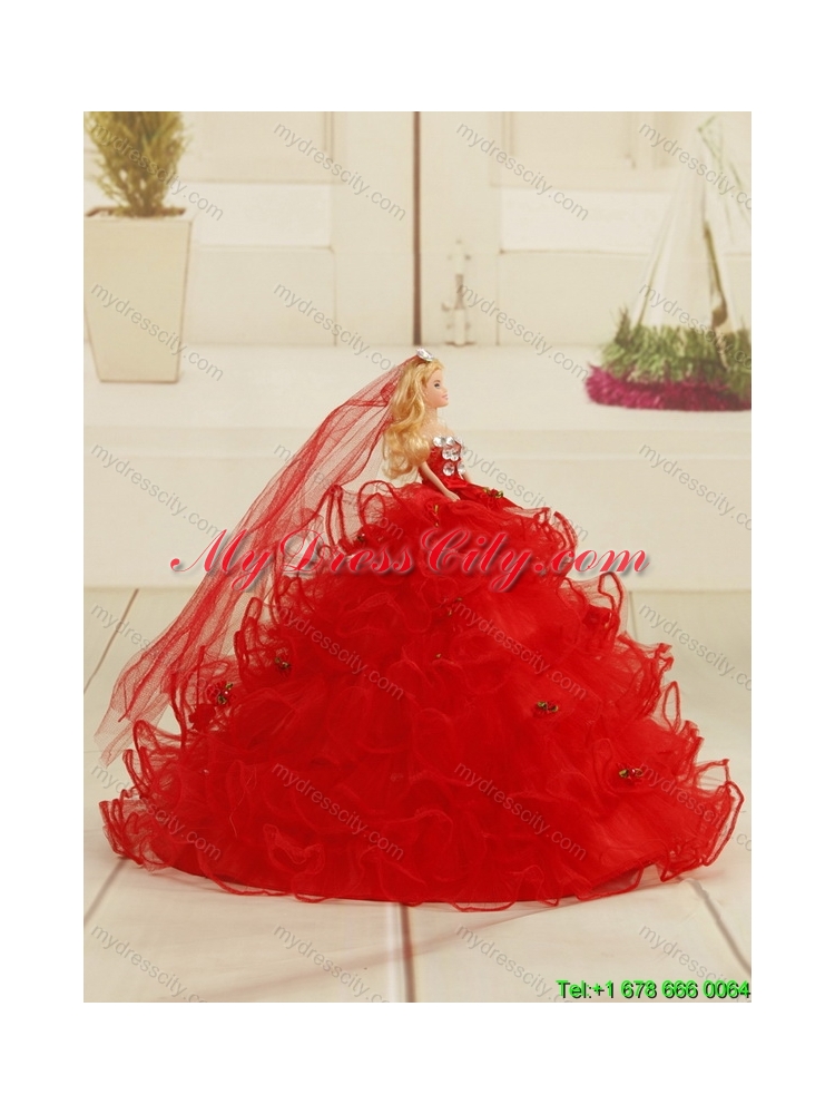 2014 Best Sweetheart Red Quinceanera Dress with Beading and Ruffles
