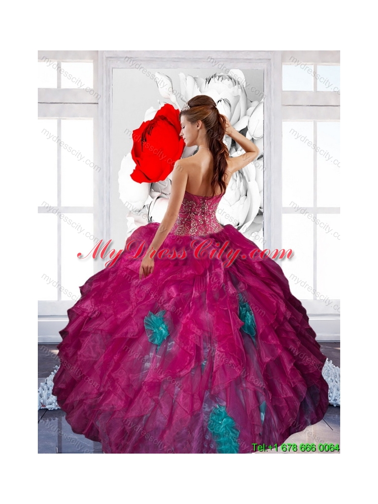 2015 Designer Sweetheart Appliques and Ruffles Quinceanera Dresses in Multi Color