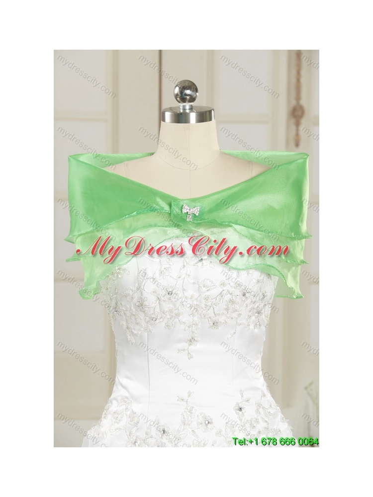 Cheap Spring Green 2015 Quinceanera Dress with Beading and Ruffles