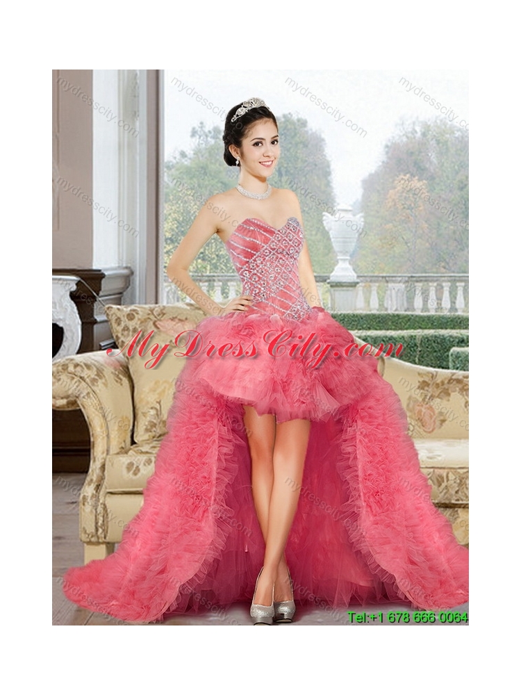 Detachable Sweetheart 2015 Quinceanera Skirts with Beading and Ruffles