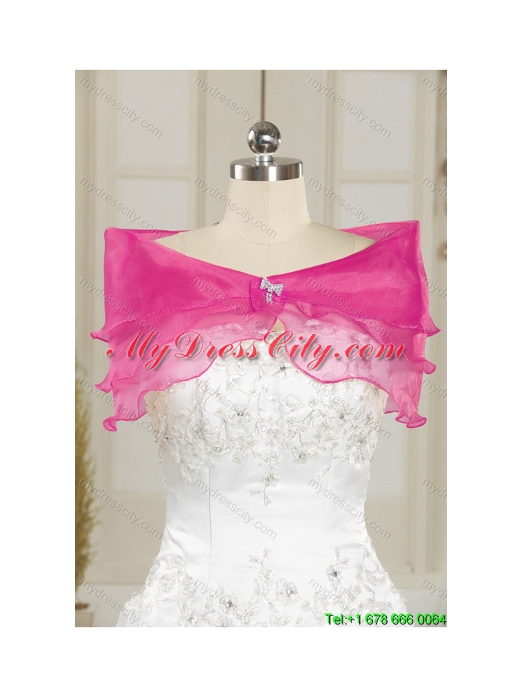 2015 Latest Appliques and Pick Ups Quinceanera Dresses in Hot Pink