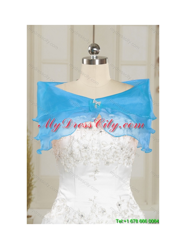 2015 Latest Sweetheart Baby Blue Quinceanera Dresses with Beading and Ruffles
