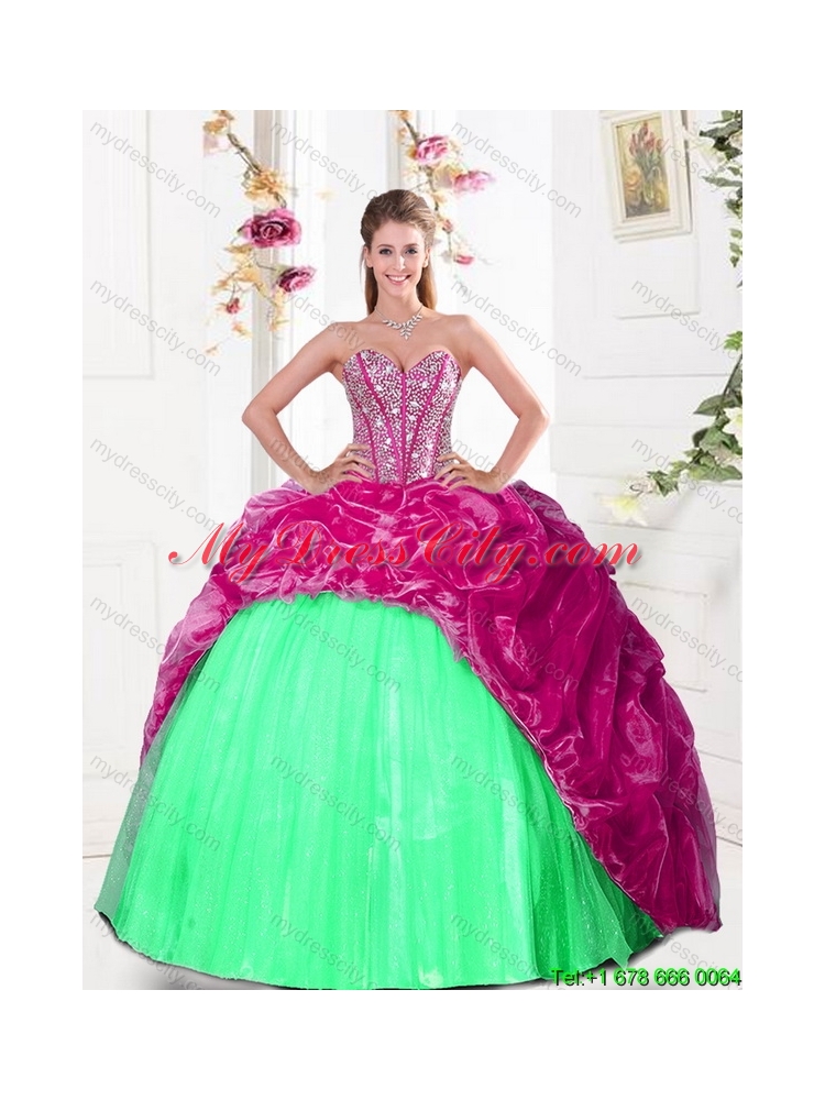 2015 Latest Sweetheart Quinceanera Dresses with Beading and Pick Ups