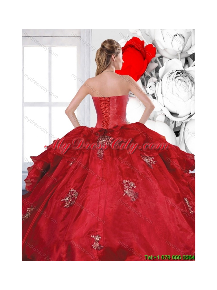 2015 Unique Sweetheart Ball Gown Quinceanera Dresses with Appliques