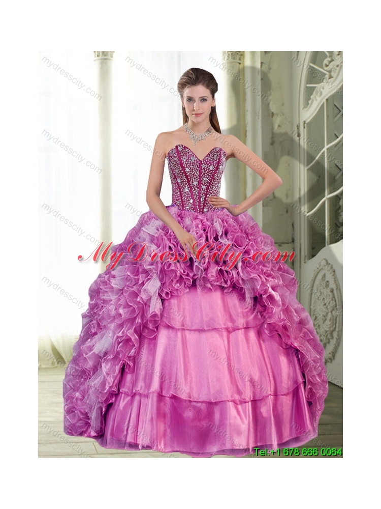 2015 Unique Sweetheart Beading and Ruffles Dress for Quinceanera