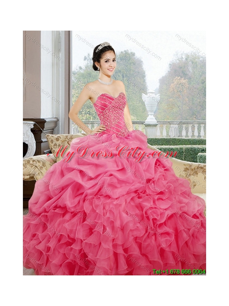 Latest Ruffles and Pick Ups Sweetheart Quinceanera Dresses for 2015