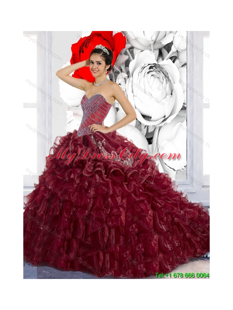 Unique Sweetheart Ruffles and Appliques Quinceanera Dresses for 2015