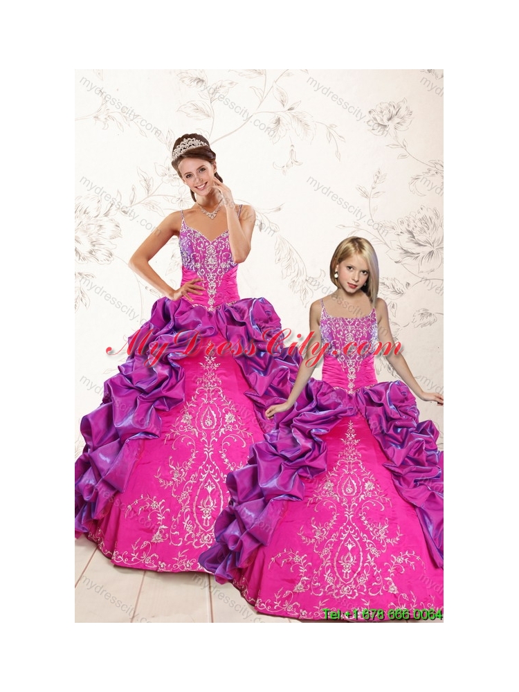 Classic Ball Gown Embroidery Court Train Princesita Dresses in Purple