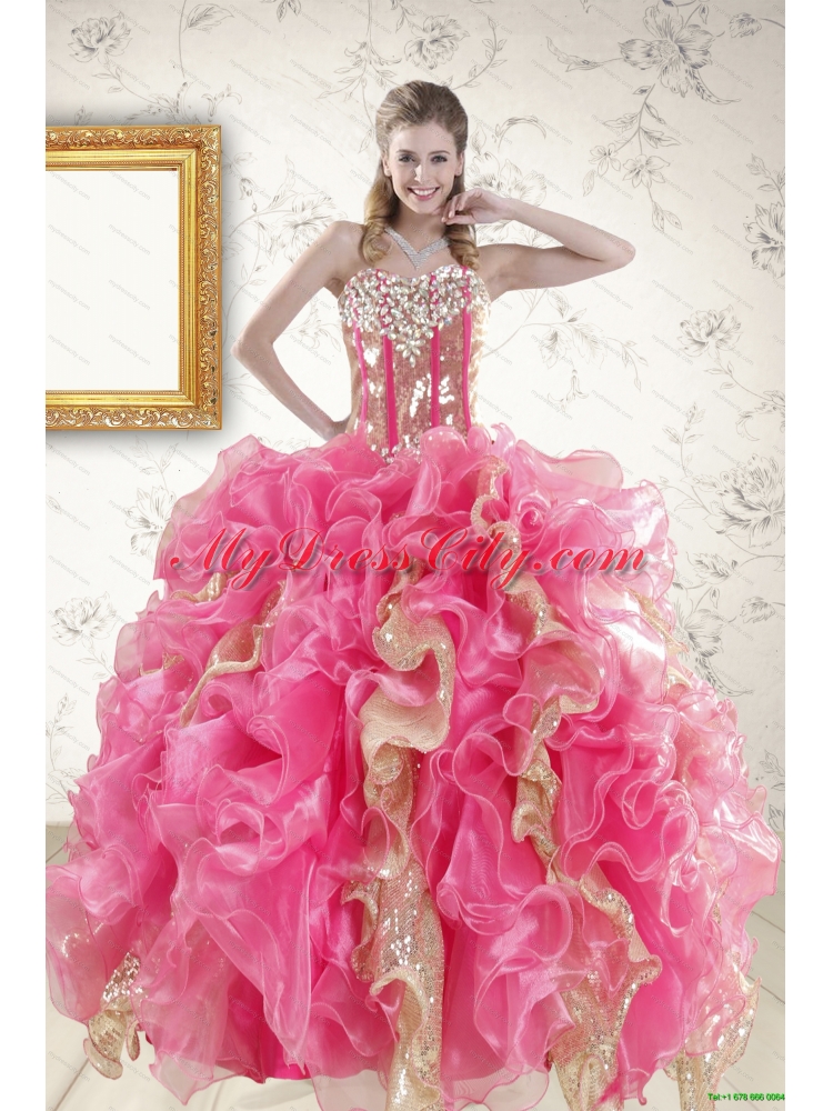 Perfect Beading and Ruffles Quinceanera Dress and Beading Yellow One Shoulder Dama Dresses and Multi Color Ball Gown Pageant Dresses for Little Girl