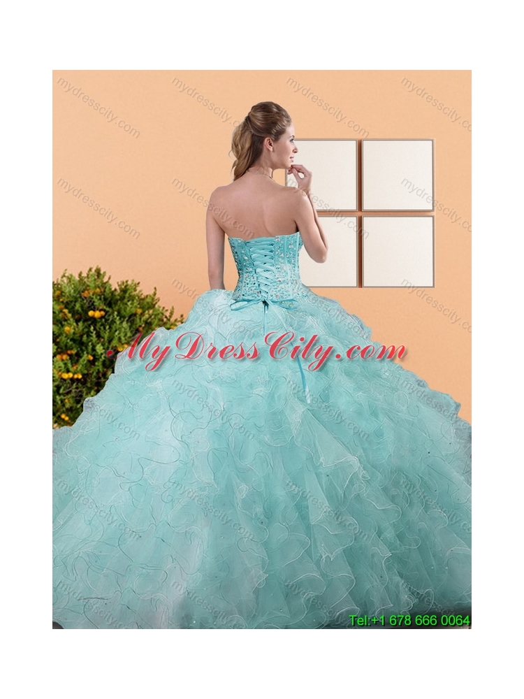 Pretty Beading and Ruffles Ball Gown Quinceanera Dresses for 2015