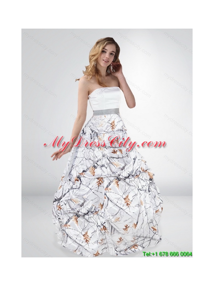 2015 Classical Princess Strapless Camo Wedding Dresses with Sashes