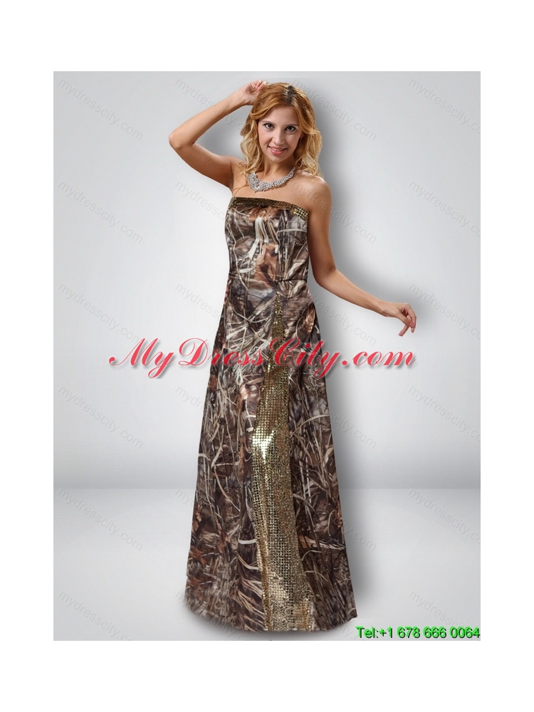 Exquisite Column Strapless Most Popular Camo Prom Dresses with Sequins