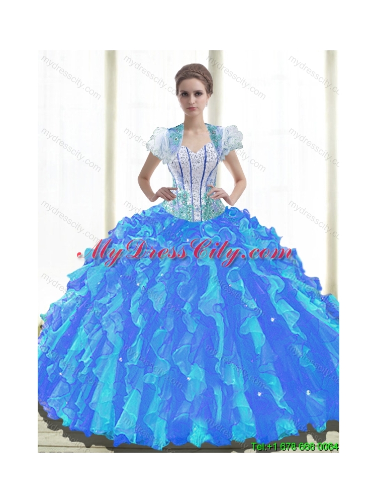 Exclusive Sweetheart 2015 Quinceanera Dresses with Beading and Ruffles