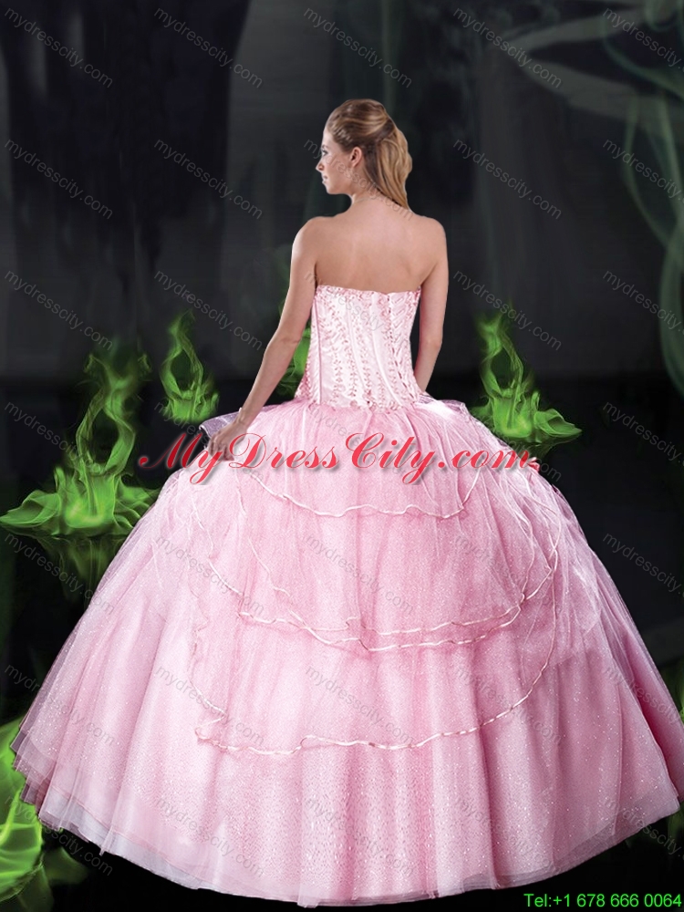 Beautiful Sweetheart Bowknot Pretty  Quinceanera Dresses with Beading in Pink