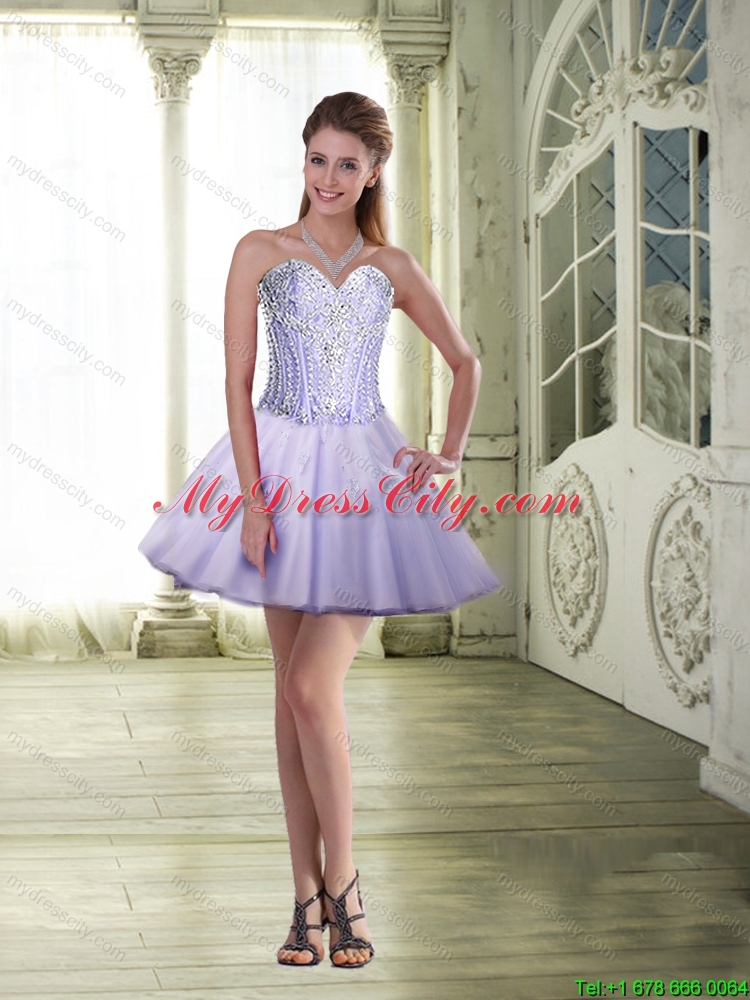 Romantic Ball Gown Sweetheart Lavender Detachable Quinceanera Dresses with Beading
