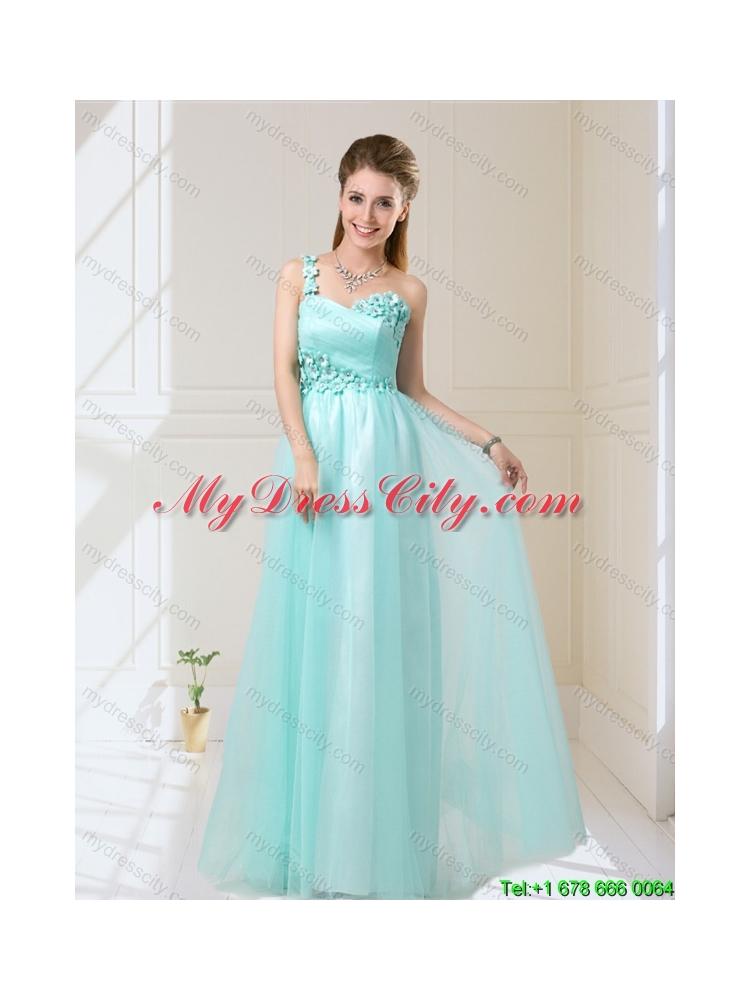 Pretty One Shoulder Floor Length Bridesmaid Dresses with Appliques