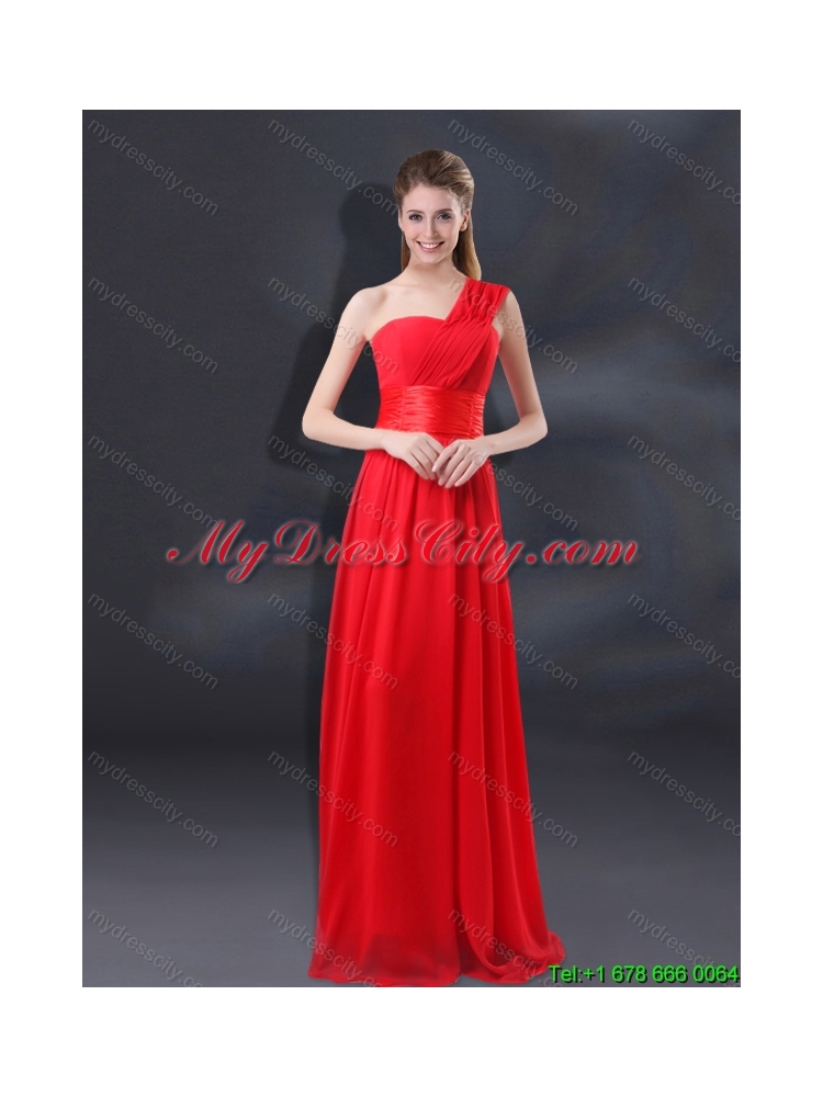One Shoulder Ruching Empire New Arrival Dama Dresses for 2015