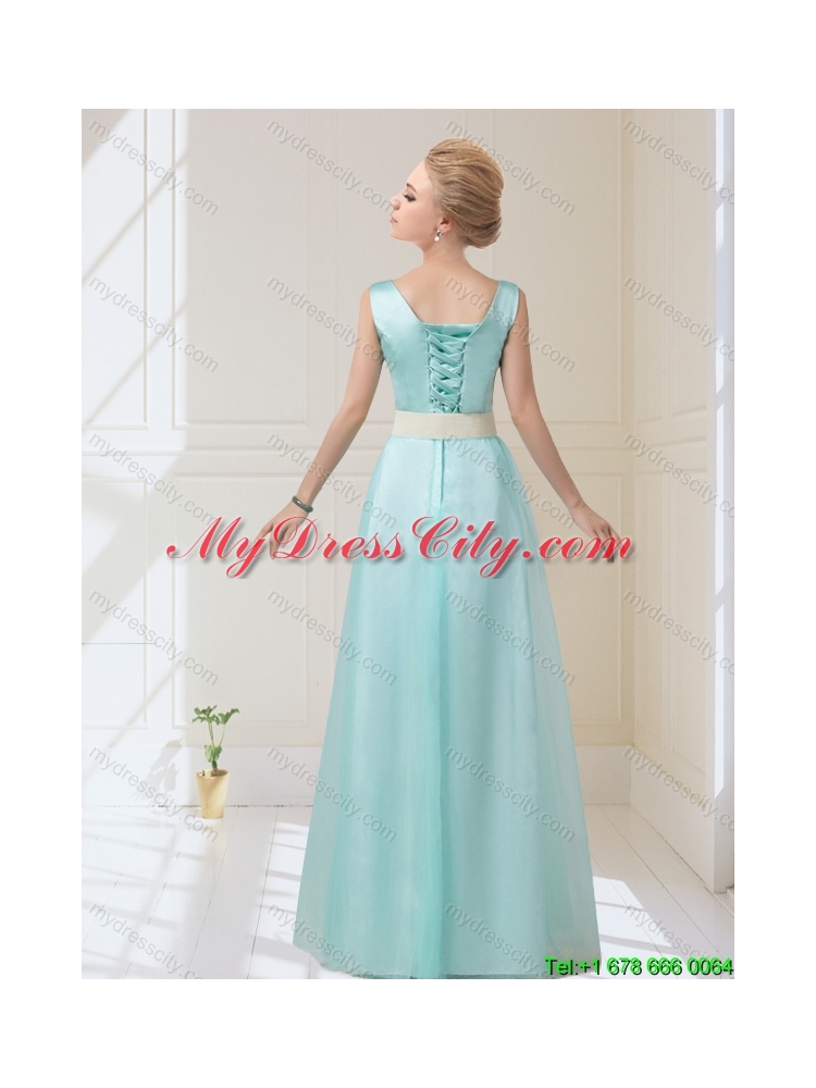 Pretty V Neck Floor Length Prom Dresses with Bowknot for 2015