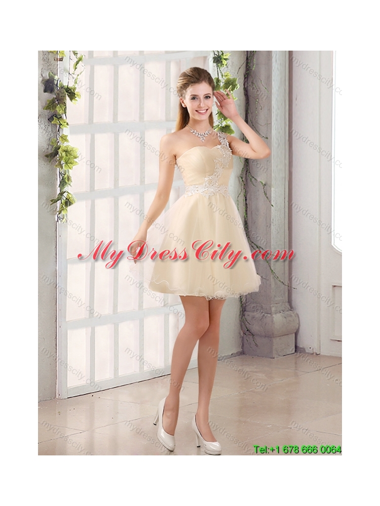 2015 Summer Perfect A Line Organza Dama Dress with Mini Length