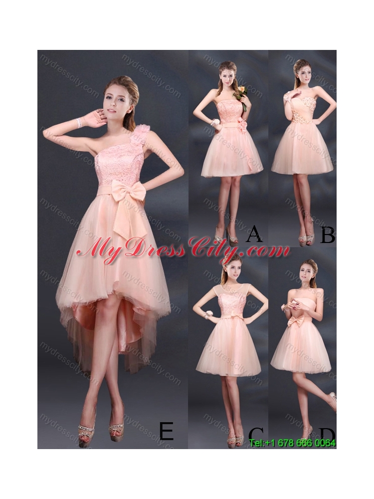 2015 Summer Bowknot A Line Strapless Beautiful Dama Dress with Lace Up