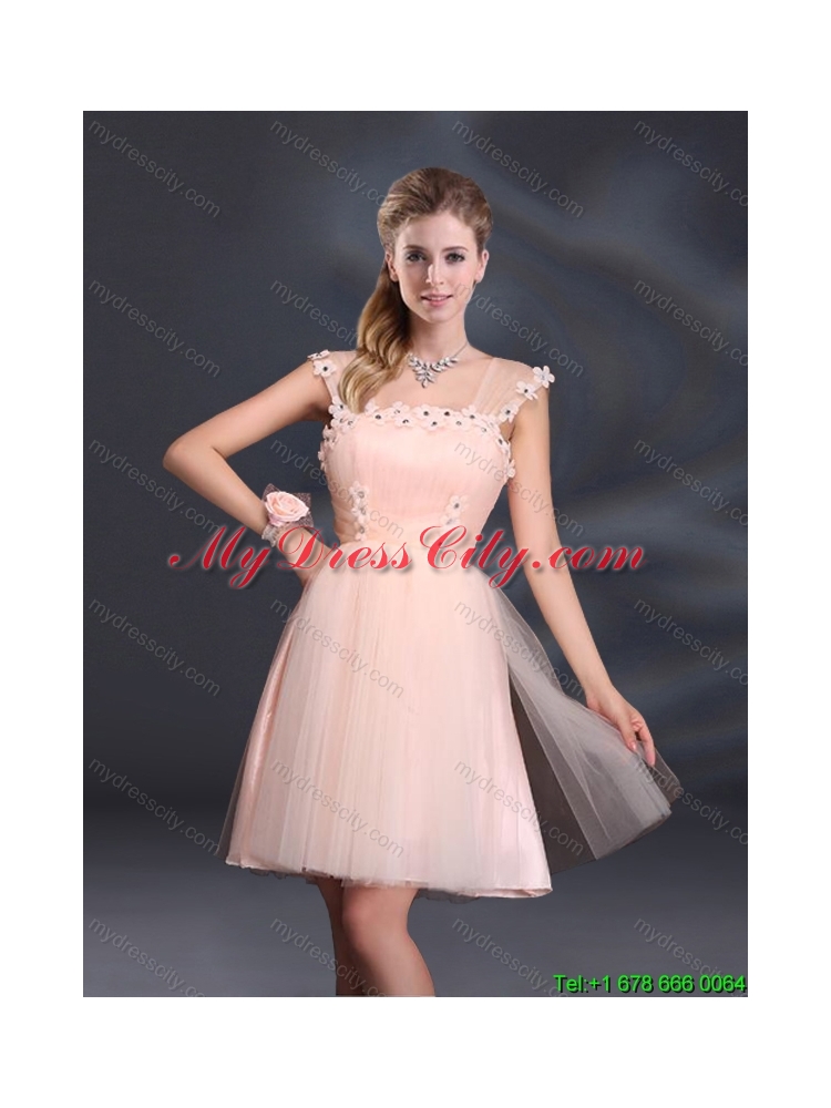 A Line Tulle Perfect 2015 Summer Sturning Dama Dresses with Straps