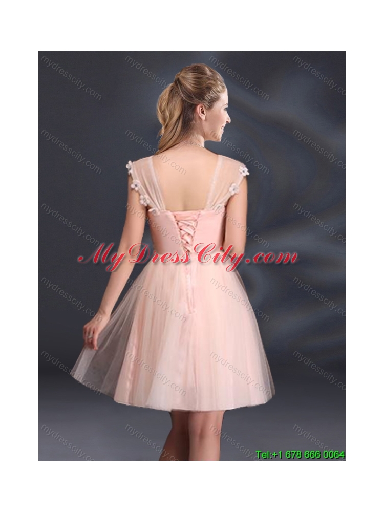 A Line Tulle Perfect 2015 Summer Sturning Dama Dresses with Straps