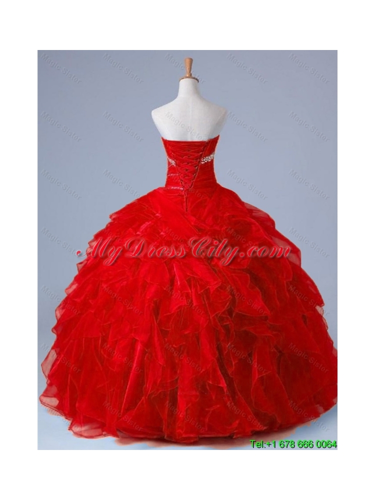 2015 Pretty Strapless Quinceanera Dresses with Beading and Ruffles