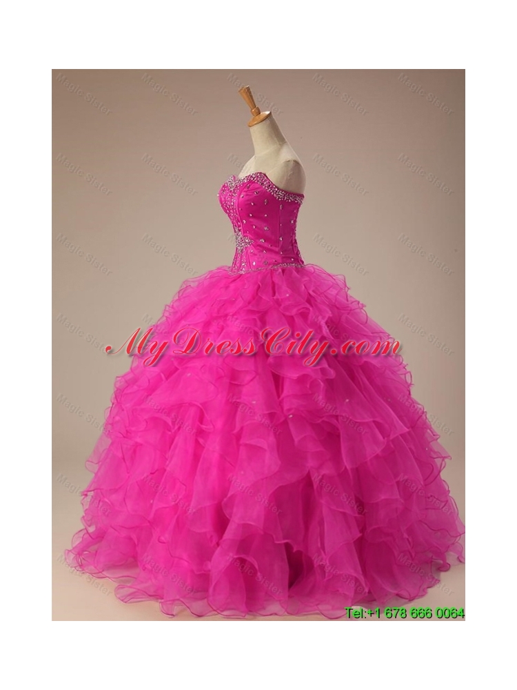 2015 Sexy Sweetheart Ball Gown Sweet 16 Dresses in Hot Pink