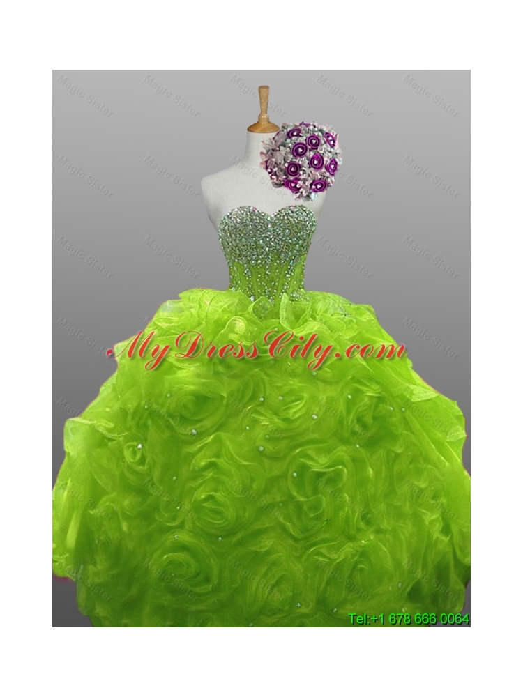 2015 Sweet Rolling Flowers Quinceanera Gowns in Organza